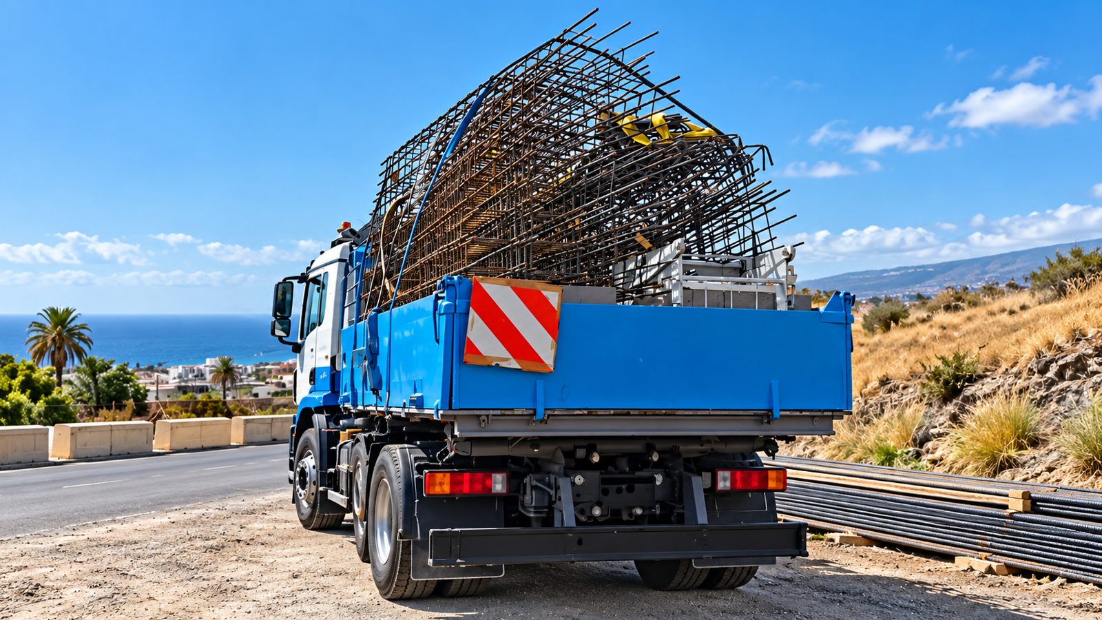 Camión de YN Move Cargo cargado de ferralla en una carretera de Tenerife